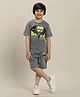 Kidsville DC Comics Featuring Half Sleeves Batman Printed Cotton Tee & Shorts Set - Grey