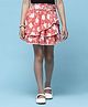 BIBA Floral Printed Layered Cotton Skirt - Red
