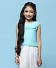 BIBA Sleeveless Schiffli Embroidered Cotton Top  - Blue