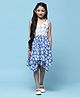 BIBA Sleeveless  Lace Embellished & Floral Printed Cotton Asymmetric Dress - White