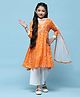 BIBA Three Fourth Sleeves Floral Printed Cotton  Suit Set - Orange