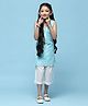 BIBA Sleeveless Schiffli Embroidered Straight Kurta With Pant Set - Blue