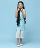 BIBA Sleeveless Schiffli Embroidered Straight Kurta With Pant Set - Blue