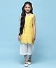 BIBA Sleeveless Schiffli Embroidered Straight Kurta With Pant Set - Yellow