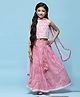 BIBA Sleeveless Floral Embroidered & Lehiyera Printed  Lehenga Choli Set - Pink