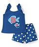 Babyhug Single Jersey Frilled Sleeves Night Suit Fish Print - Blue