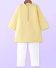 Babyhug Cambric Full Sleeves Pintucked Kurta with Embroidered Neck & Pyjama Set - Yellow