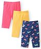 Babyhug Cotton Knit Three Fourth Length Butterfly & Polka Dots Printed Leggings Pack of 3 - Multicolour
