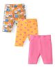 Babyhug Cotton Knit Three-Fourth Length Leggings Floral Print Pack of 3 - Multicolour