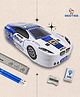 Besties Motocross Sports Car Pencil Box With Pencil, Ruler, Eraser and Sharpener Included - Blue