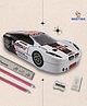 Besties Motocross Sports Car Pencil Box With Pencil, Ruler, Eraser and Sharpener Included - Black