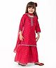 Babyhug Woven Three Fourth Sleeve Chanderi Embroidered Kurti Palazzo and Dupatta Set - Red