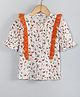 Hugsntugs Half Sleeves Floral Printed & Lace Detailed Top - Orange & White