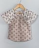Hugsntugs Cap Sleeves Flower Printed Top - Beige