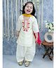 BownBee Three Fourth Sleeves Placket  Embroidered Kurta  With Salwar And Dupatta - White