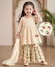 Babyhug Cotton Woven Three Fourth Sleeves Floral Printed Kurti Gharara Set with Dupatta & Lace Detailing - Off White