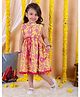 BownBee  Pure Cotton Sleeveless Floral Printed Cotton Dress - Yellow