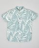 YOUMAA 100% Cotton Half Sleeves Leaves Printed Shirt - Green