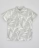 YOUMAA 100% Cotton Half Sleeves Leaves Printed Shirt - Grey