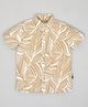 YOUMAA 100% Cotton Half Sleeves Leaves Printed Shirt - Khaki Brown