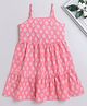 The Magic Wand Sleeveless Floral Motif Printed Tiered Fit & Flare Cotton Dress - Pink