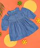 YU by Pantaloons Cold Shoulder Polka Dots Printed Cotton Dress - Medium Blue