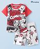 Honeyhap Marvel Cotton Knit Half Sleeves T-Shirt & Shorts Set With Avengers Graphics - Red & Grey