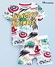 Honeyhap Marvel Cotton Knit Half Sleeves T-Shirt & Shorts Set With Avengers Print - White