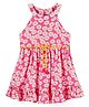 M'andy Halter Neck Floral Printed Viscose Dress - Magenta Pink