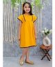 BownBee  Pure Cotton Cap Sleeves Lace Embellished  Summer Dress - Orange