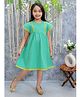 BownBee  Pure Cotton Cap Sleeves Lace Embellished  Summer Dress -  Green