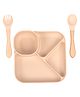 Bembika Baby Feeding Essential Baby Dinner Set Silicone Tableware Set for Baby Infant Training Eating Utensils - (Pack Of 3)(Beige)