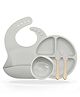 Bembika Baby Feeding Essential Baby Dinner Set Silicone Tableware Set for Baby Pack Of 5 - Grey
