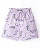 Doreme Single Jersey Knee Length Shorts with Text Print - Lilac