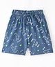 Doreme Single Jersey Knee Length  Shorts with Unicorn Print - Blue