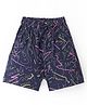Doreme Single Jersey Knee Length  Shorts with Text Print - Navy Blue