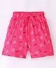 Doreme Single Jersey Knit Knee length Shorts With Heart & Text Print-  Pink