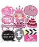 Wobbox 1st Happy Birthday Props, Happy Birthday Decoration Items Pink -Pack Of 13