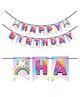 Wobbox Happy Birthday Banner, Unicorn Theme Decoration Items Pink -Pack Of 1