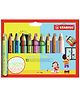 STABILO woody 3-in-1 Multi-Talented Pencils Pack of 10 | Colour + Watercolour + Wax Crayon | 2 colours in 1 pencil