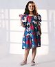 Vastramay Half Sleeves Floral Printed Dress - Blue