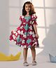 Vastramay Half Sleeves Floral Printed Dress - Pink