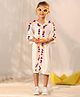 Vastramay Holi Theme Three Fourth Sleeves Pom Pom Embellished Dress - Cream