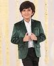 Vastramay Full Sleeves Solid Velvet Blazer - Green