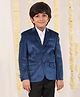 Vastramay Full Sleeves Solid Velvet Blazer - Navy Blue