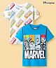 Honeyhap Marvel Cotton Knit Half Sleeves T-Shirts With Marvel Avengers Graphics Pack of 2 - White & Blue
