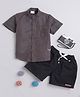 BAATCHEET Cotton Half Sleeves Solid Shirt With Shorts - Grey