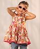 Vastramay Frill Sleeves Floral Printed Top - Multi Colour