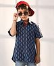 Vastramay Half Sleeves Floral Motif Printed Shirt - Navy Blue