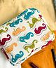 Jasmey Homes Sea Horse Hand Pouch with Zipper for Unique Gifting, Storing Stationery, Make up, Medicine and Toiletry Items Multicolor